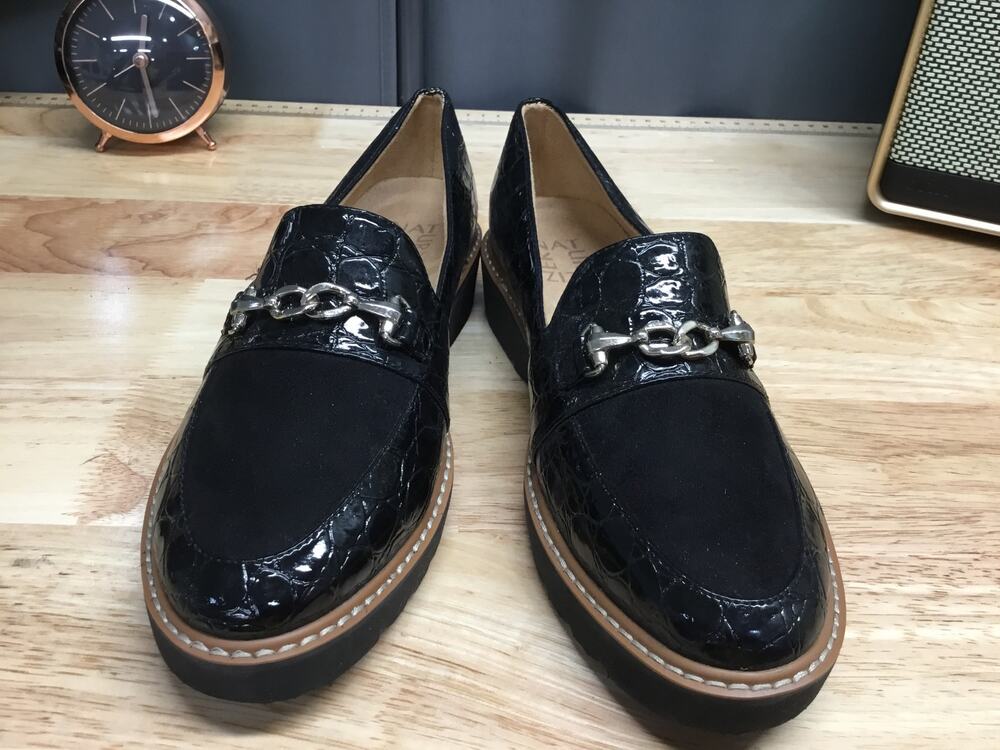 Naturalizer Edie Loafer Women's 6.5M Black Croco Textured Slip-On Comfort Shoes